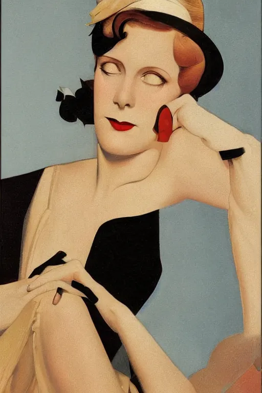 Image similar to a oil painting depicting a Jazz Age high society figure, 1920s style, smooth, highly detailed, high contrast, Coles Phillips, Dean Cornwell, JC Leyendecker, 8K