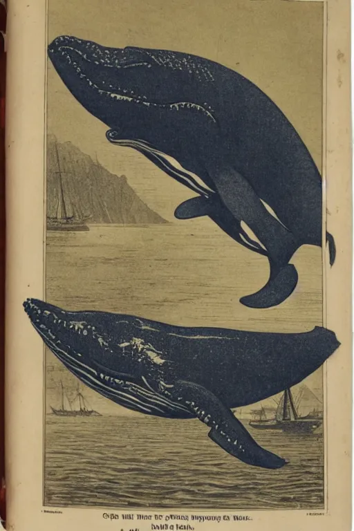 Image similar to cover scan of victorian book about whales