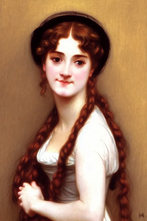 Image similar to jane austen brown hair, painting by rossetti bouguereau, detailed art, artstation