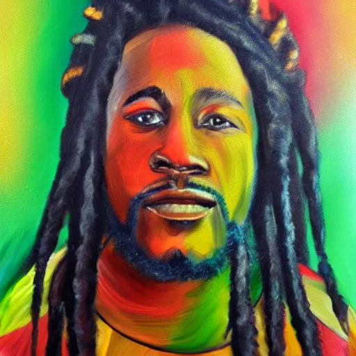 Prompt: rastafarian oil painting, 4K