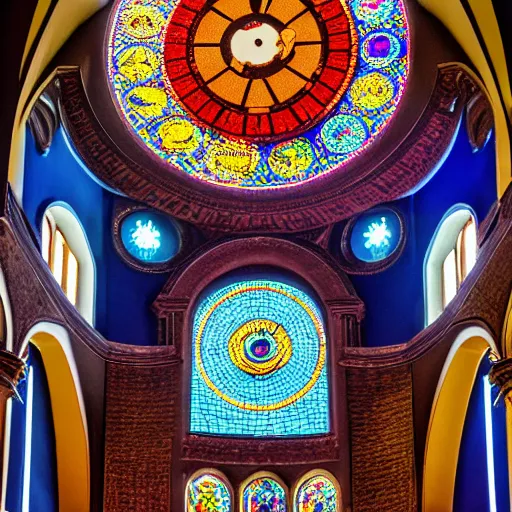 Image similar to a large church with a clock on the top of it, a mosaic by avigdor arikha, trending on unsplash, orphism, photo taken with ektachrome, photo taken with nikon d 7 5 0, photo taken with provia