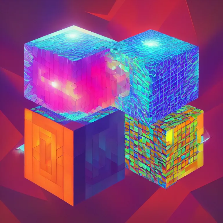 Image similar to album cover design depicting LED infinity cube, by Jonathan Zawada, beeple and jeremiah ketner, digital art