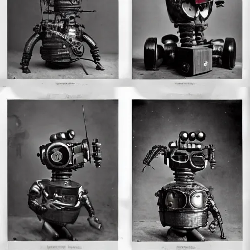 Image similar to portraits of steampunk robots by Louis Daguerre