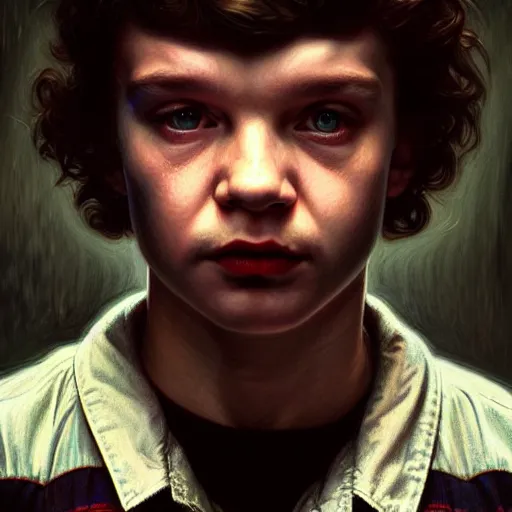 Image similar to portrait painting of joseph quinn eddie munson from stranger things as a vampire, ultra realistic, concept art, intricate details, eerie, highly detailed, photorealistic, octane render, 8 k, unreal engine. art by artgerm and greg rutkowski and charlie bowater and magali villeneuve and alphonse mucha