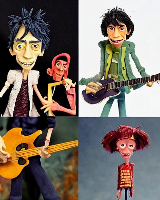 Image similar to mick jagger and keith richards as a highly detailed stop motion puppets, in the style of laika studios ’ s paranorman, coraline, kubo and the two strings shot in the style