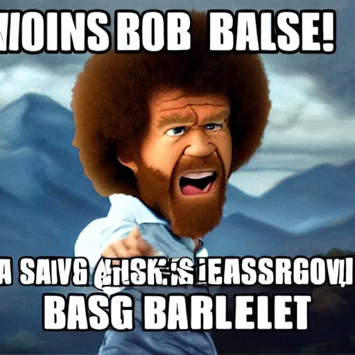 Image similar to angry bob ross screaming at his laptop