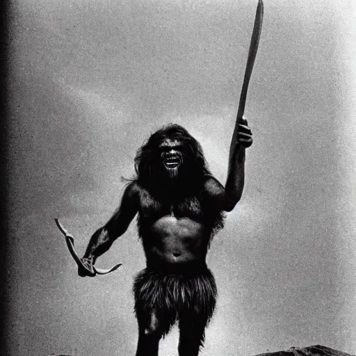 Prompt: photo of alien caveman