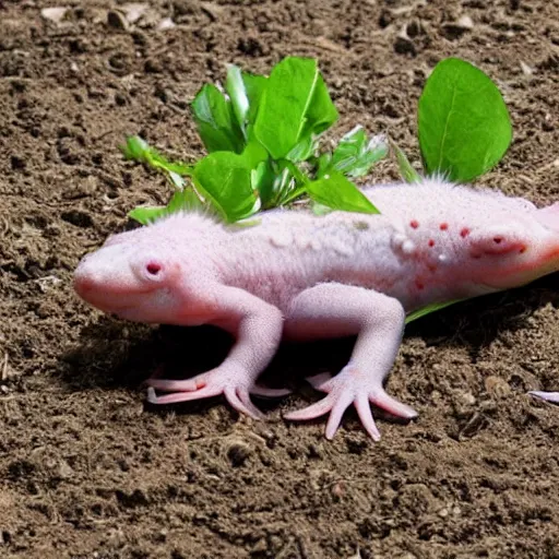 Prompt: axolotl as a farmer