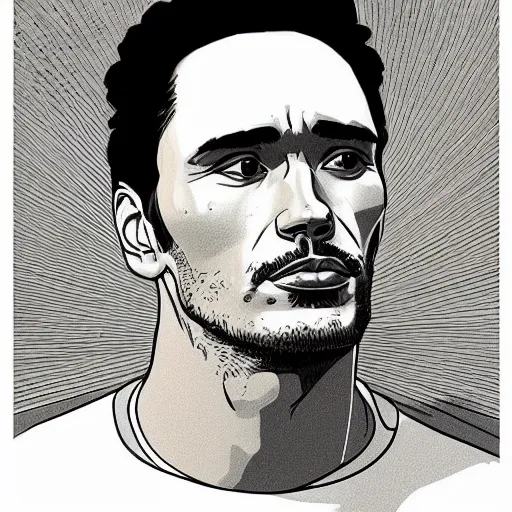 Image similar to “ james franco retro minimalist portrait by jean giraud, moebius starwatcher, high detail, linework, sharp, smooth face, color comic, 8 k ”