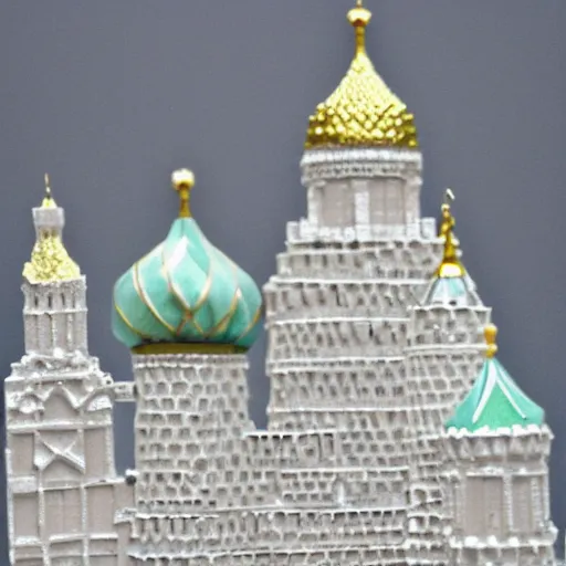 Prompt: kremlin made of sugar cubes. 40mm lens realistic photo shot