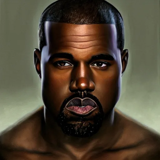 Image similar to winking kanye west as jesus closeup portrait, dramatic light, lake background, 2 0 0 mm focal length, painted by stanley lau, painted by greg rutkowski, painted by stanley artgerm, digital art, trending on artstation