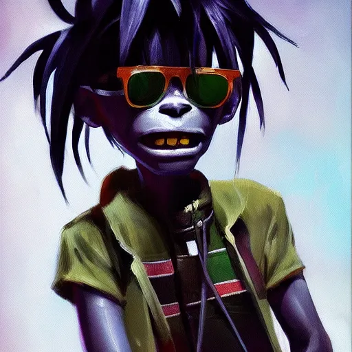 Prompt: high quality high detail painting of gorillaz noodle ( character ) by ashley wood, hd, photorealistic lighting