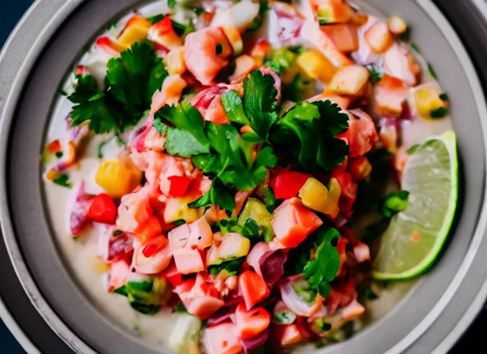 Image similar to dslr food photograph of ceviche, 8 5 mm f 1. 8