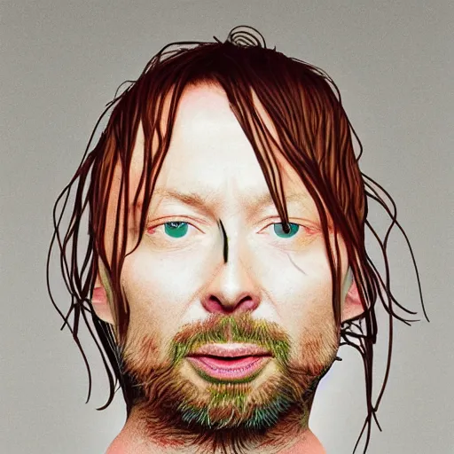 Prompt: thom yorke face made off carbonara, more details, more spaghetti,