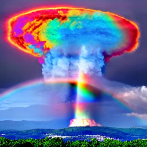 Prompt: rainbow nuclear explosion