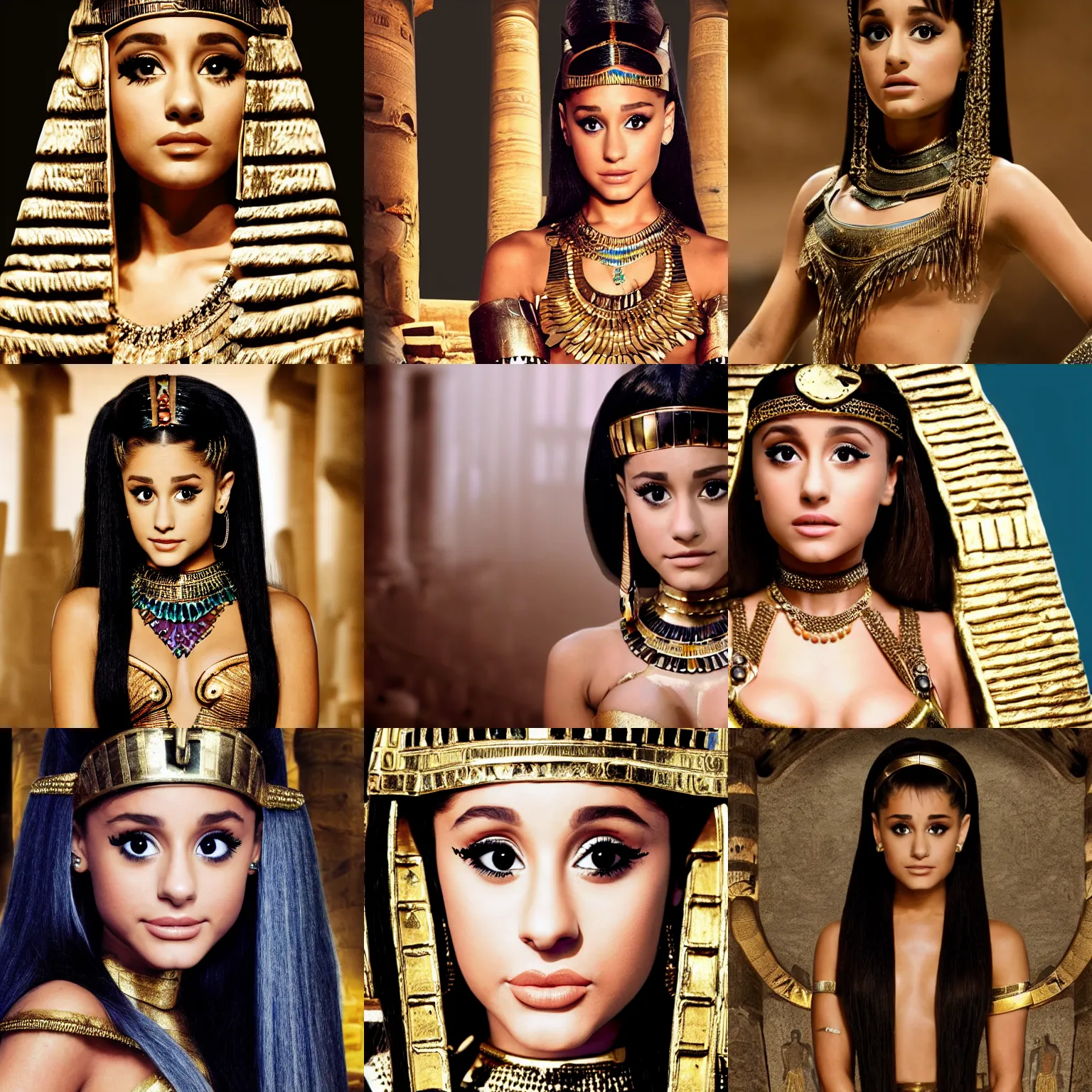 Prompt: Ariana Grande as Cleopatra in ancient egypt, picture, 4K, 8K, full res, uhd, hd