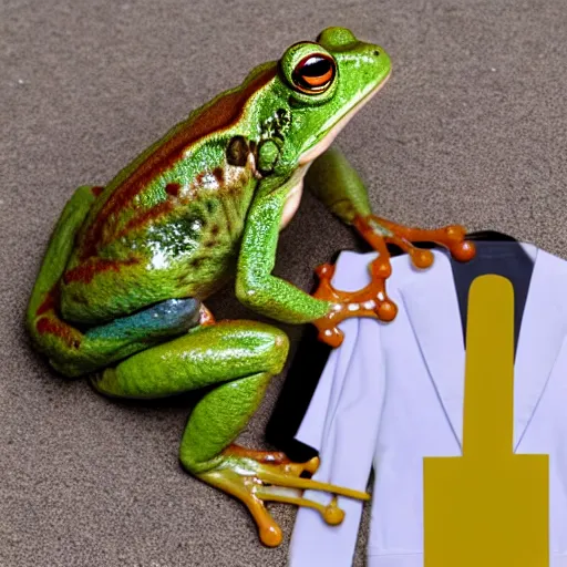 Image similar to photograph of a frog with pope clothes