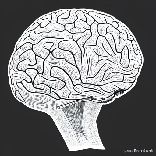 Prompt: diagram of the human brain, by peter draws