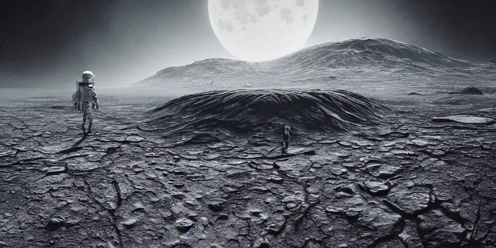 Prompt: ultra realistic illustration, alien structure on the lunar surface, lunar landscape, elegant, highly detailed, artstation, concept art, smooth, sharp focus, moody, dramatic lighting