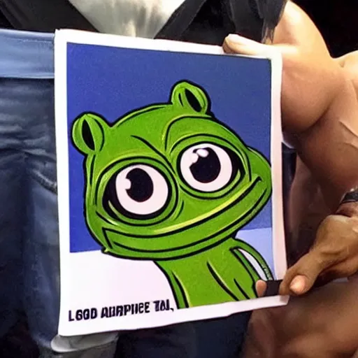 Prompt: IFBB pro pepe the frog being arrested by the ATF in the style of Caravaggio