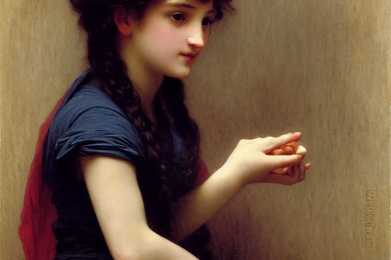 Prompt: pretty girl by william - adolphe bouguereau