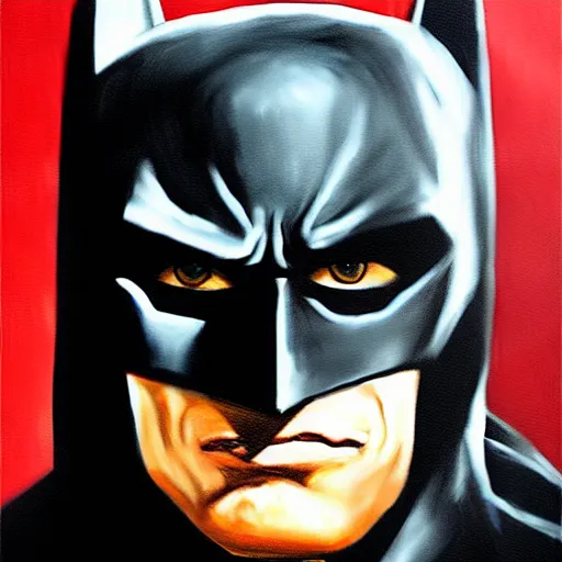 Image similar to Painting of a batman dark knight by Christopher Nolan oil painting