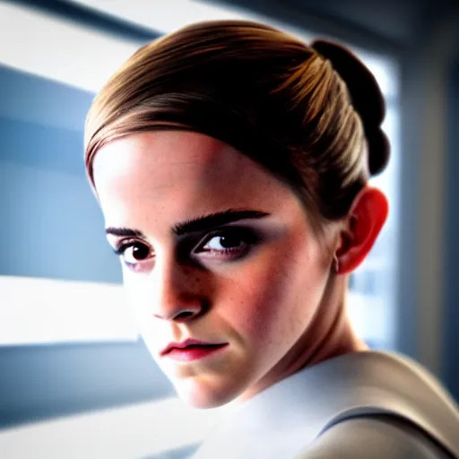 Prompt: Emma Watson in Star Wars, XF IQ4, 150MP, 50mm, f/1.4, ISO 200, 1/160s, natural light, Adobe Photoshop, Adobe Lightroom, DxO Photolab, polarizing filter, Sense of Depth, AI enhanced, HDR