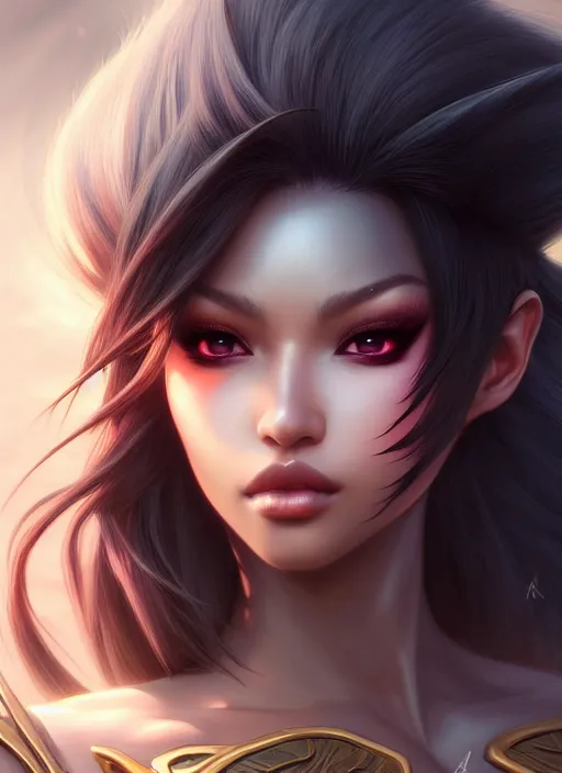 Prompt: portrait of dragoon, sharp focus, octane render, ( ( dark skin ) ), ffxi, rpg, beautiful, unreal engine, symmetrical!!, maybelline, sephora, artstation, art by artgerm, rossdraws, art by karol bak, makeup, ( ( gold ) ), ( ( meditation ) )