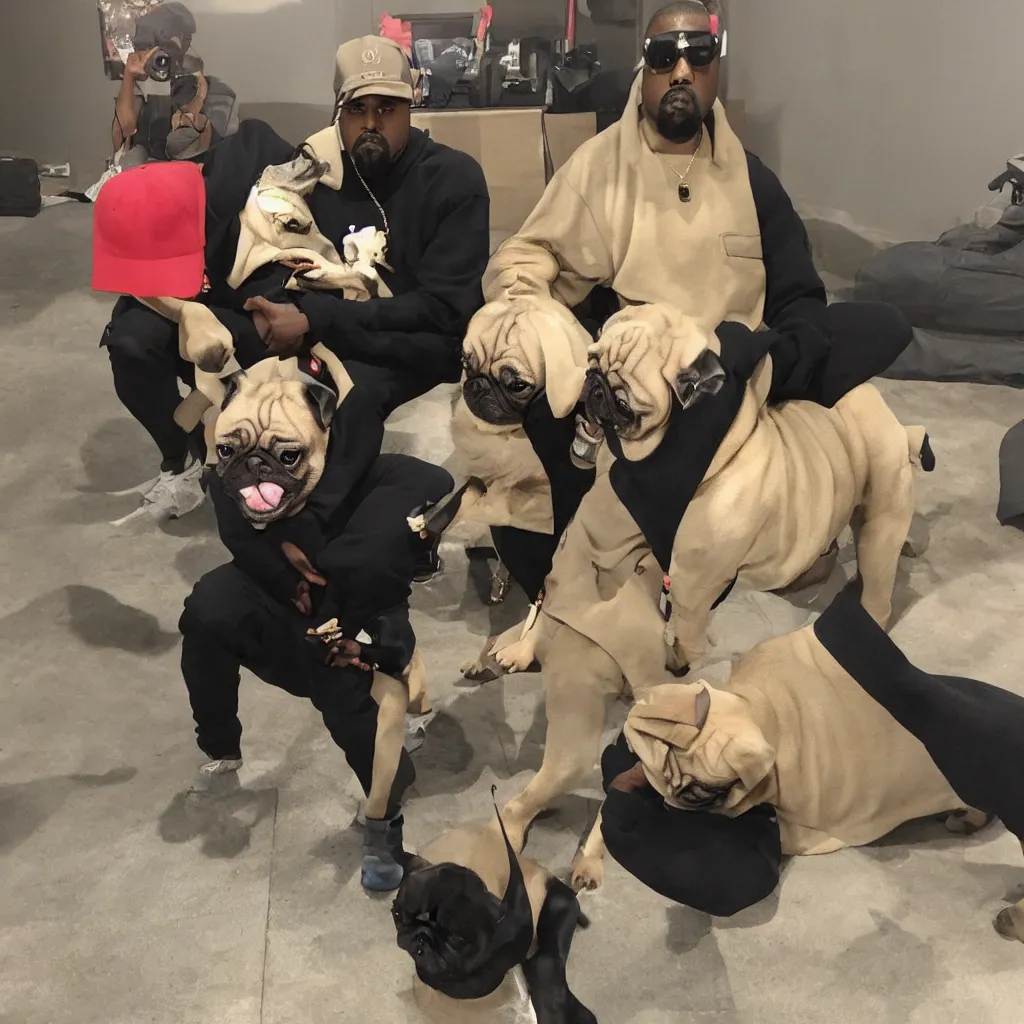 Prompt: kanye west and a pug