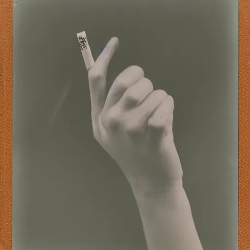 Prompt: a photo of woman hand with a cigarette, polaroid,