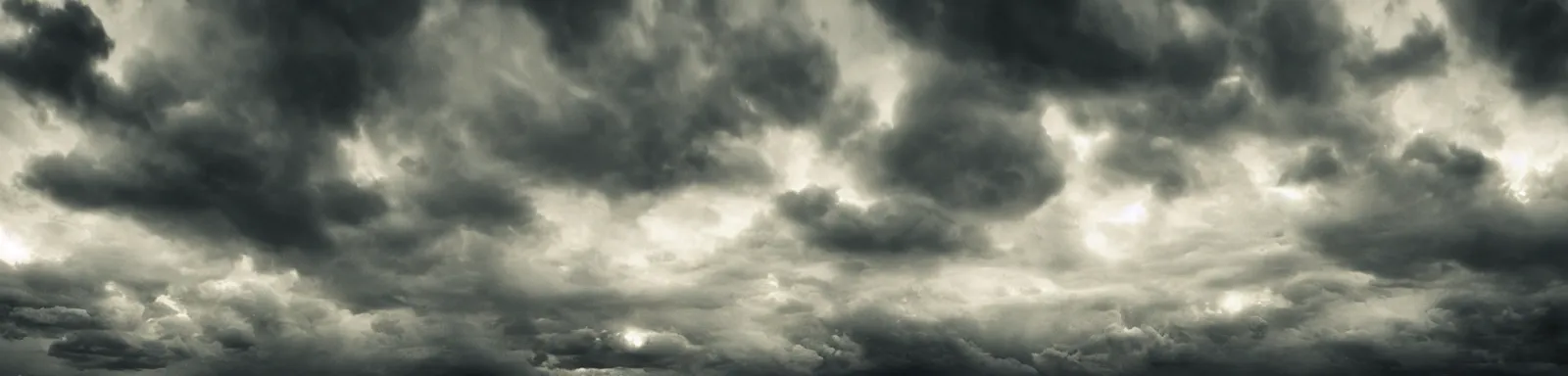 Image similar to Stormy sky with the lightings in the clouds, cinematic render, light bulb in the background, depth of field, ultraphotorealistic, Full HD, 1128x191 resolution