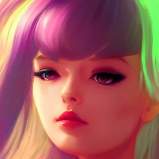 Image similar to portrait, cyber princess, matte print, pastel neon, digital art, cute, digital painting, very very very very elegant, pixiv, by Ilya Kuvshinov and artgerm and Ross Tran, daily deviation, masterpiece portrait, trending on artstation, IAMAG