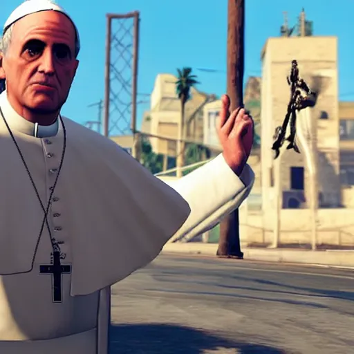 Image similar to gameplay footage of The pope in Gta V