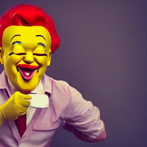 Image similar to ronald mcdonald puking vomiting