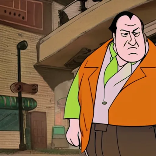 Image similar to screenshot of tony soprano in hanna barbera scooby doo mafia doo