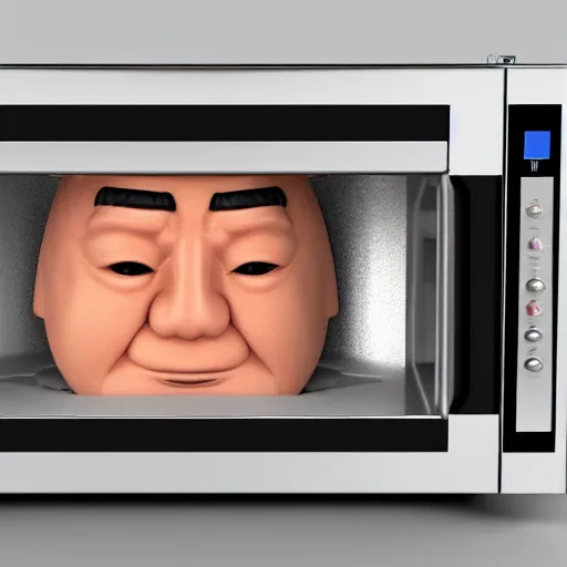 Image similar to 3 d render of a sumo wrestler trapped inside of a microwave