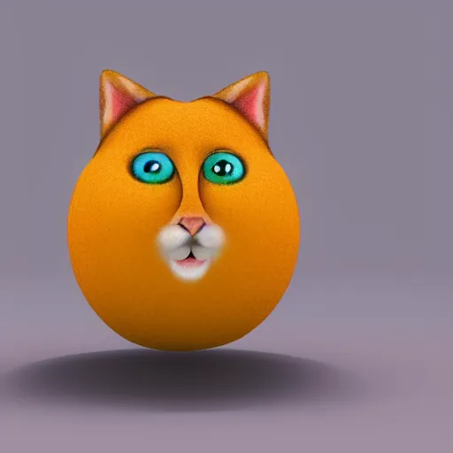 Image similar to multicolor 3 d render of funny cat as mango fruit by blender guru created at modern world in 4 k ultra high resolution, with funny feeling