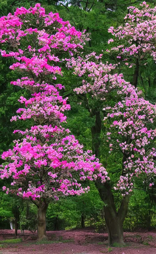 Image similar to flower - sized trees and tree - sized flowers