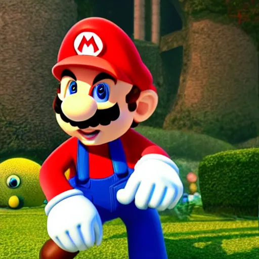 Prompt: what mario graphics will look like in 2 0 1 4, unreal engine, realistic, 4 k, hdr