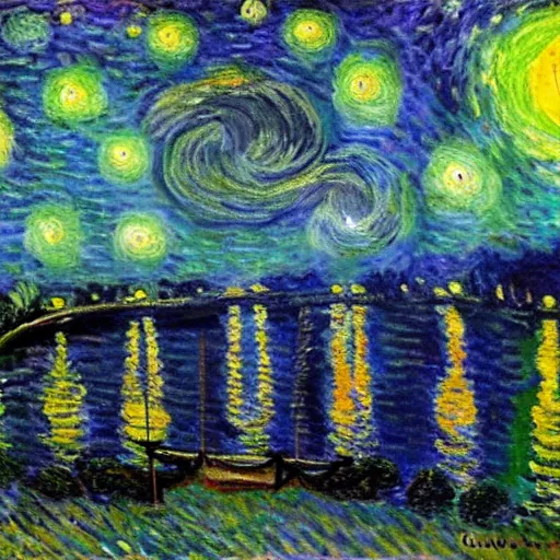 Image similar to starry night by claude monet