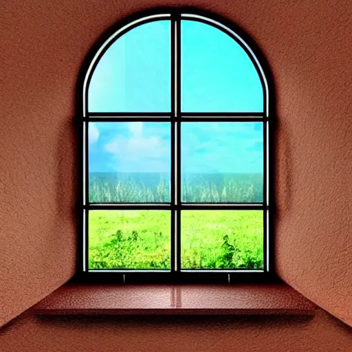 Image similar to a window in a small boys room, the universe can be seen through it, digital art