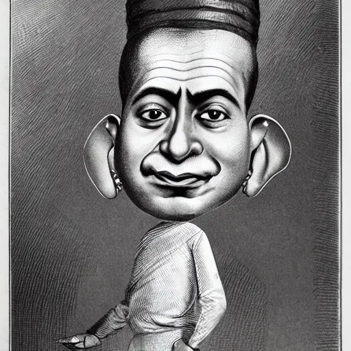 Image similar to A caricature of an indian man with big ears