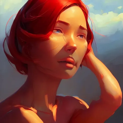 Image similar to red skinned woman, subsurface scattering, behance hd artstation by jesper ejsing by rhads, makoto shinkai and lois van baarle, ilya kuvshinov, ossdraws