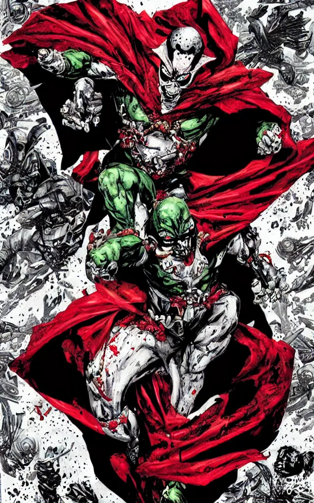 Image similar to spawn from image comics in the style of lee bermejo and todd mcfarlane