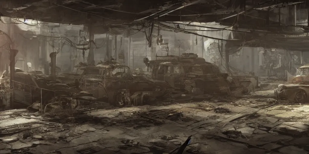 Image similar to fallout concept art barn render ultra unreal engine 5