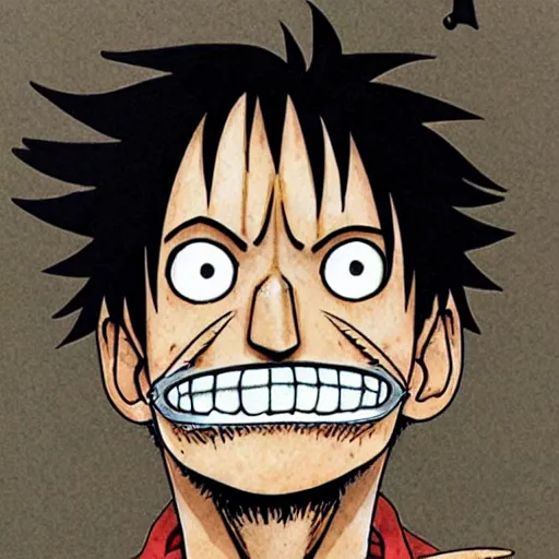 Image similar to [ luffy mustache ] ( by kim jung gi ) ( by kentaro miura )