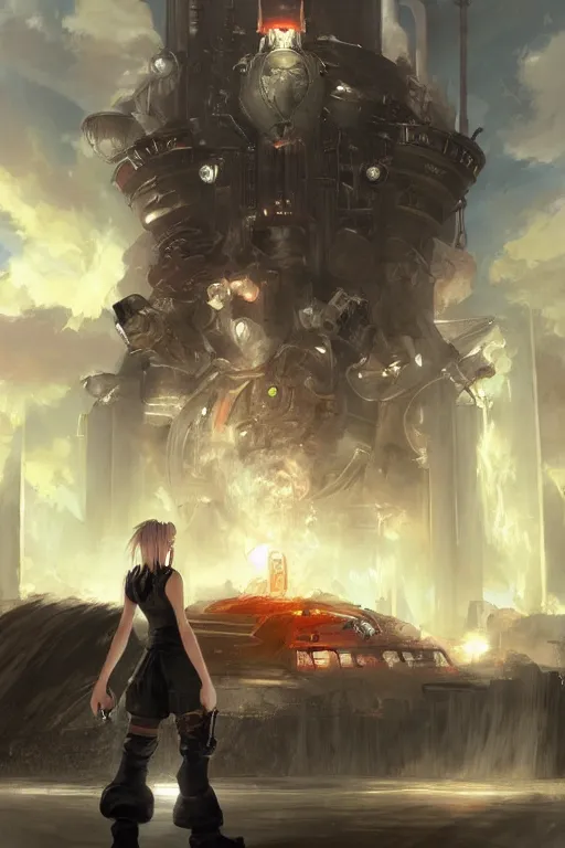 Image similar to Final Fantasy 7 concept art by James Gurney, artstation.