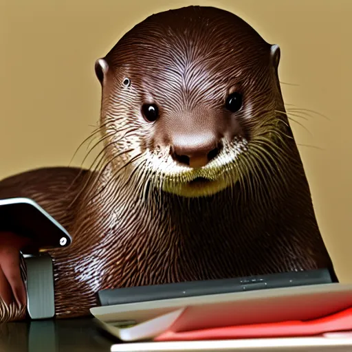 Prompt: otter hacking computers