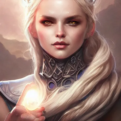 Image similar to lunar goddess, d & d, fantasy, portrait, highly detailed, digital painting, trending on artstation, concept art, sharp focus, illustration, art by artgerm and greg rutkowski and magali villeneuve