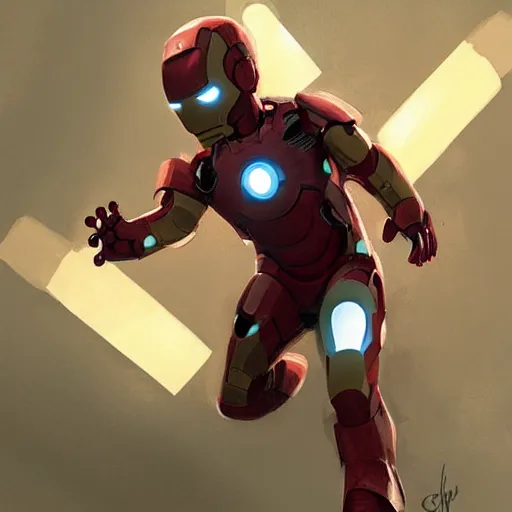 Image similar to i am baby iron man by greg rutkowski